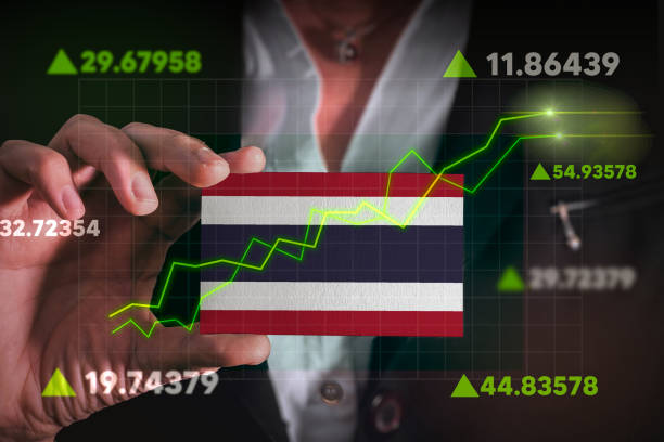 istock Graph growing up in Front Of Thailand Flag. 1979144786