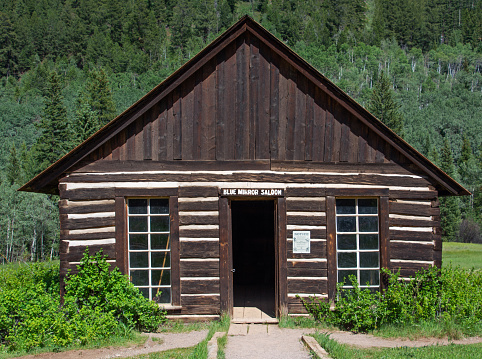 Aspen, Colorado, USA – July 3, 2023: Blue Mirror Saloon in Ashcroft ghost town near Aspen Colorado