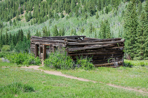 Aspen, Colorado, USA – July 3, 2023: Remains of a saloon in Ashcroft ghost town near Aspen Colorado