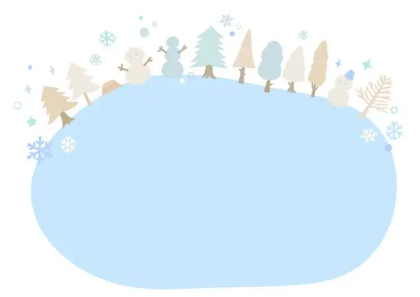 Vector illustration of Blue and beige winter landscape texture, background, cute hand drawn illustration