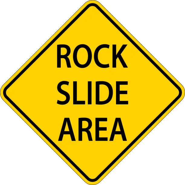 Vector illustration of Warning Sign Rock Slide Area