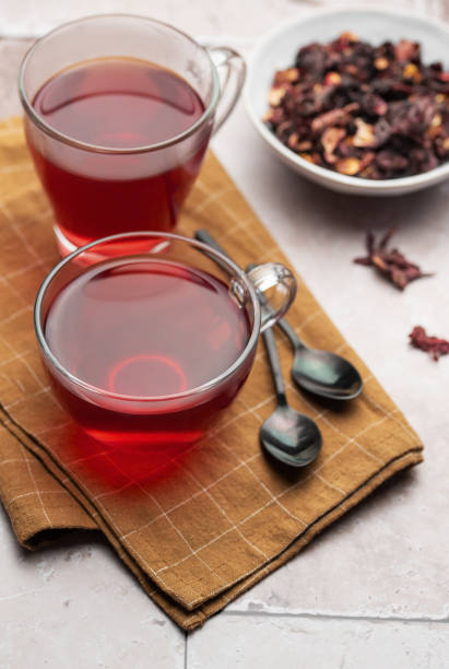 istock Glass cup of hot hibiscus tea. 1979214608