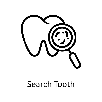 Search Tooth vector outline icon style illustration. EPS 10 File