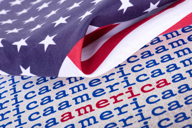 istock American flag and the word America 1979332222