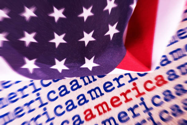 istock American flag and the word America 1979332742