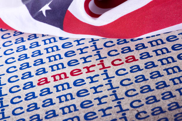 istock American flag and the word America 1979333247