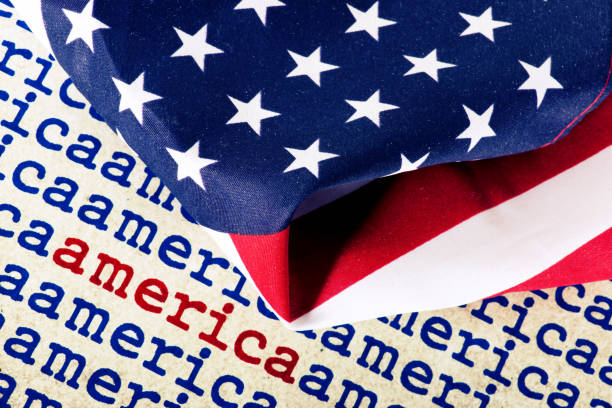 istock American flag and the word America 1979333252