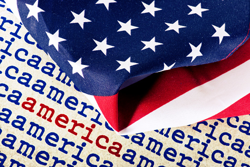 American flag and the word America