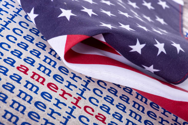 istock American flag and the word America 1979333761