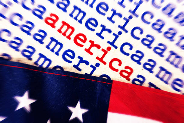 istock American flag and the word America 1979334265