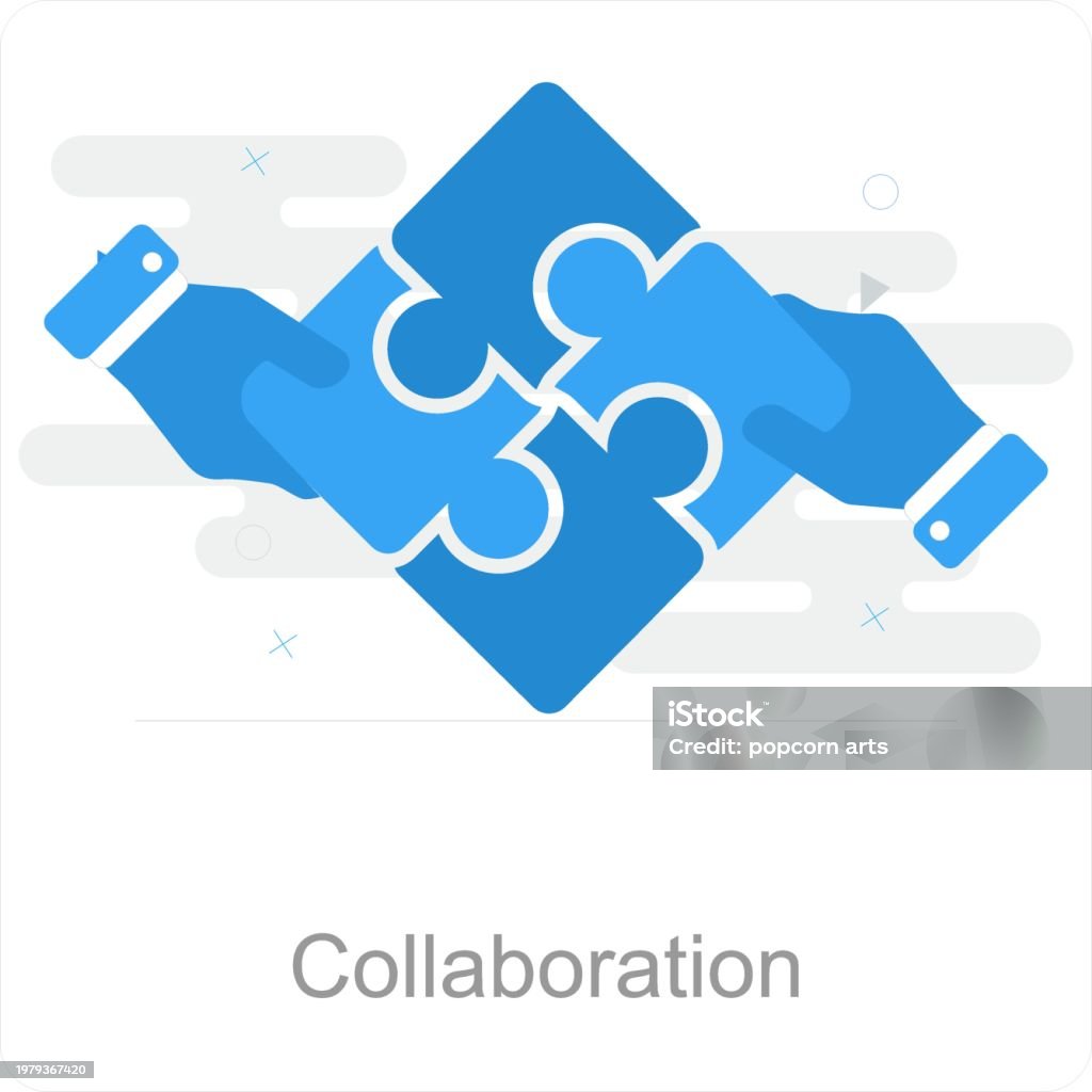 Collaboration In Blue Collaboration Stock Illustration - Download Image Now - Concepts ...