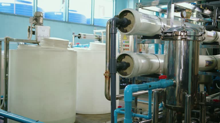 Industrial Water Filtration System in a Modern Treatment Facility Suitable for Environmental and Technological