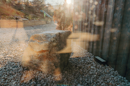 Photo of an exterior detail in a vacation home, a cabin house