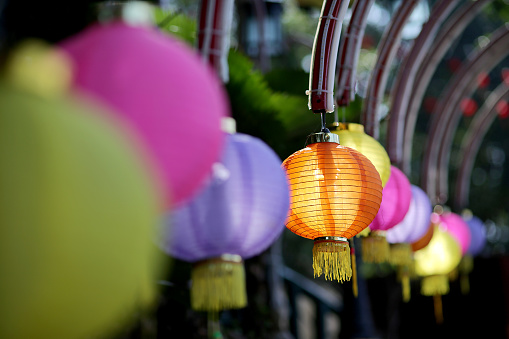 Lanterns display at temple for Chinese New Year celebration