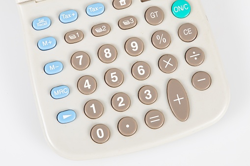 basic calculating machine keyboard  technology for school maths accounting equipment with analog rubber buttons