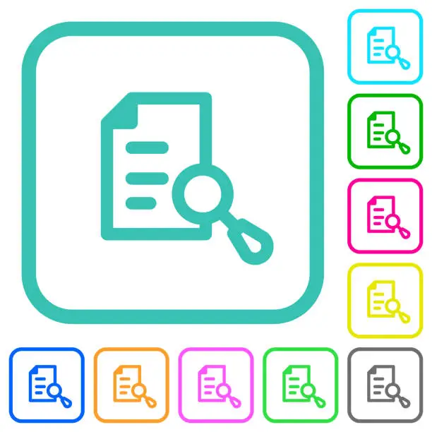 Vector illustration of Search document vivid colored flat icons