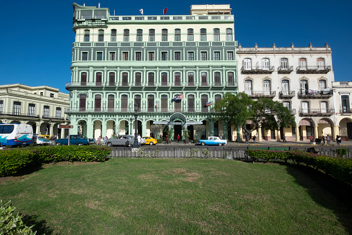 Exterior of the Hotel Saratoga in Havana a place visited by tourists