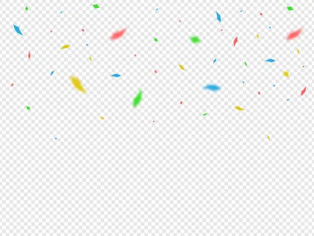 Vector illustration of Confetti Celebrations Background Vector Design on Transparent Background.