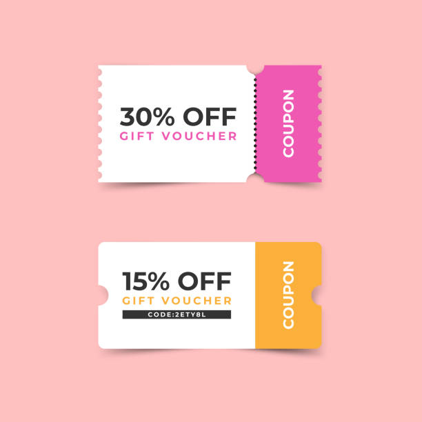 Discount Coupon Vector Set on Color Background. Scalable to any size. Vector illustration file. voucher stock illustrations