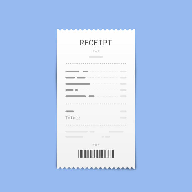 stockillustraties, clipart, cartoons en iconen met realistic receipt of sale vector design on color background. - cheque