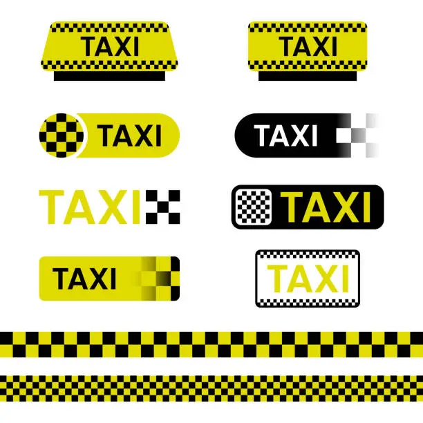 Vector illustration of Taxi Sign Vector Set.