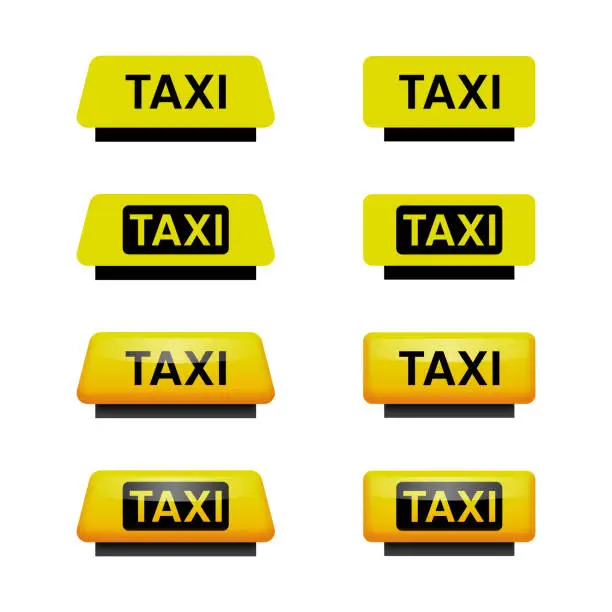 Vector illustration of Taxi Sign Vector Set.