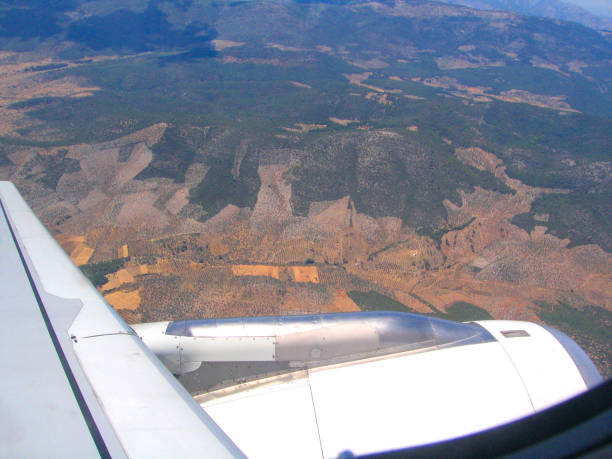 Looking out the window on a flying plane