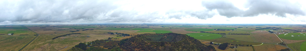 Aerial view of Mount Schank is a dormant volcano 360 views into the crater and of the surrounding countryside 10 minutes drive from mount Gambier centre.