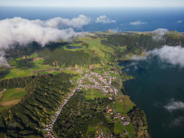 Lake seven city´s in São Miguel Island stock photo