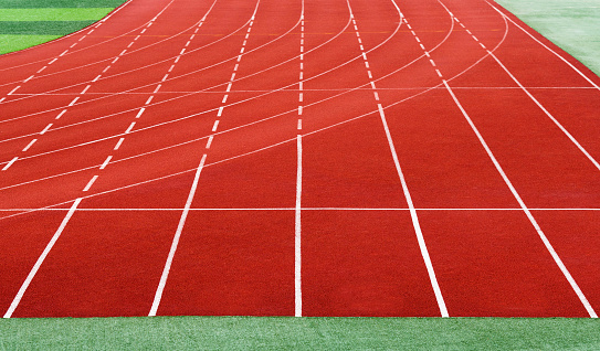 The red running track on school