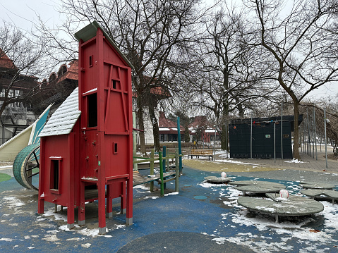 Playground in winter time no people
