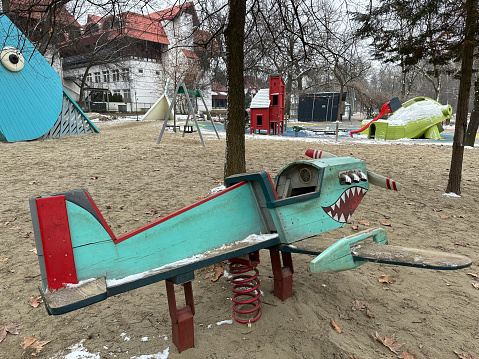 Playground in winter time no people