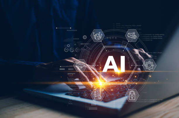 istock AI Technology. Businessman use laptop artificial intelligence in the process of predictive analytics. Customer service chatbot analytics information trends technology. Machine learning. Automation. 1979518787
