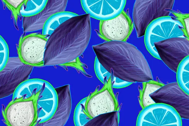 Vector illustration of Lemon and Dragon fruit
