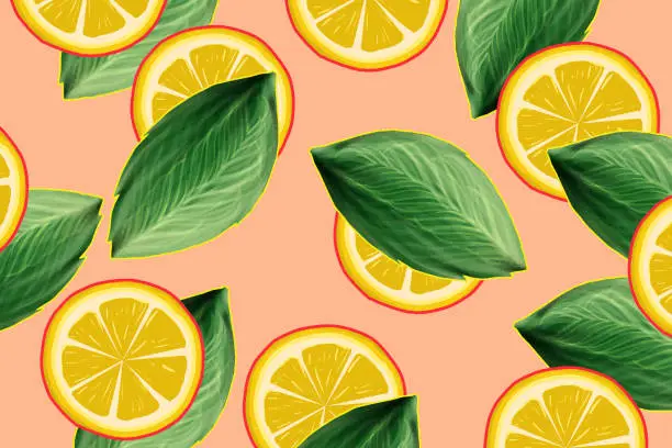 Vector illustration of Slice of lemon seamless pattern