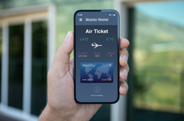 istock Male hand hold phone with airplane ticket application airlines screen 1979545189