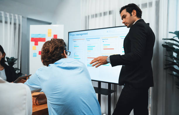 istock Multi ethnic diversity business people and modern business project. Habiliment 1979546255