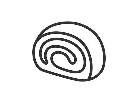 Illustration of a roll cake icon (line drawing).