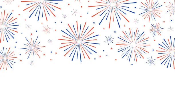Vector illustration of USA 4th of July independence day or president day celebration, festival vector banner, explosion firecracker