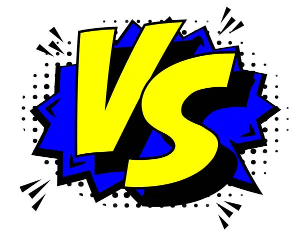 Vector illustration of Blue and Yellow VS Comic Bubble
