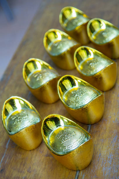istock Chinese gold ingots ornaments decorated 1979609782