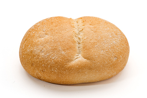 Bun, wheat bread isolated on white background