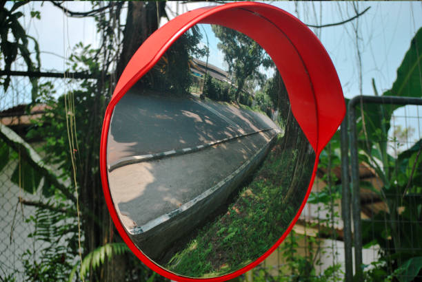 istock Road traffic convex mirror 1979635118