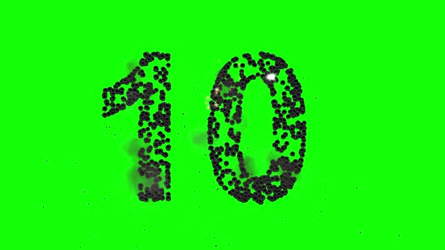 Number 10 formed by bullet shots on green screen background