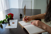 Writting a Love Letter by hand with calligraphy pen