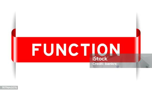 Red Color Inserted Label Banner With Word Function On White Background ...