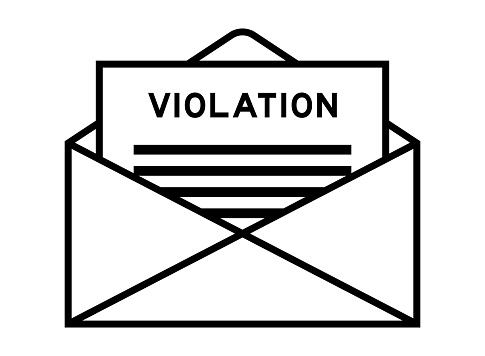 Envelope and letter sign with word violation as the headline