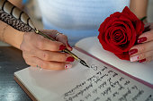 Writting a Love Letter by hand with calligraphy pen