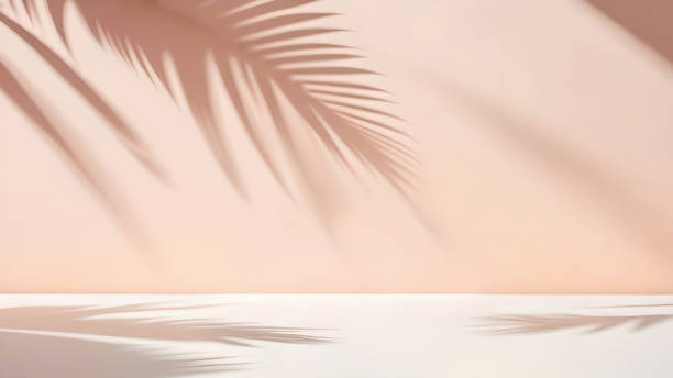 istock Beautiful original background image in light orange tones with shadow from tropical leaves. 1979672813