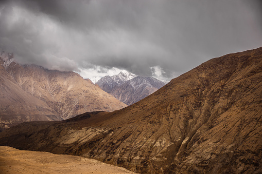 Huge mountains and massive canyons of the greater Himalayas, en route Leh, Ladakh
